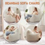 Giant Bean Bag Chairs for Adults with Filling Plush Fluffy Bean Bag Chairs for Teens with Armrests Comfy BeanBag Lazy Couch Sofa Chair for Bedroom Living Room Reading - Image 6