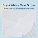 California Design Den King Size Duvet Cover Set, Premium 400 Thread Count 100% Cotton Sateen, Soft Sateen Weave Comforter Cover, Button Closure (Striped White, King) - Image 3