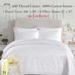 California Design Den King Size Duvet Cover Set, Premium 400 Thread Count 100% Cotton Sateen, Soft Sateen Weave Comforter Cover, Button Closure (Striped White, King) - Image 4