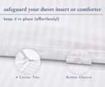 California Design Den King Size Duvet Cover Set, Premium 400 Thread Count 100% Cotton Sateen, Soft Sateen Weave Comforter Cover, Button Closure (Striped White, King) - Image 5