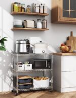 Simple Deluxe Heavy Duty 3-Shelf Shelving Unit with Wheels, Adjustable Steel Wire Shelving, Chrome Metal Shelf Organizer for Kitchen Organization and Storage, 750 lbs Capacity - Image 3