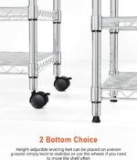 Simple Deluxe Heavy Duty 3-Shelf Shelving Unit with Wheels, Adjustable Steel Wire Shelving, Chrome Metal Shelf Organizer for Kitchen Organization and Storage, 750 lbs Capacity - Image 8