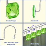 Shower Curtain Hooks Rings for Bathroom, St. Patrick's Day Decorations - Stainless Steel Rust Resistant Rhinestones Square Hangers for Shower Curtains, Clothing, Towels, etc. (Sage Green) - Image 4