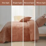 Quilt Set King Size 98x106 Luxurious Velvet Bedding Sets with 2 Pillow Shams 20x36 3 Pieces Ultra Soft Quilted Bedspread Coverlet Comforter for All Season,Rust - Image 3