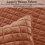 Quilt Set King Size 98x106 Luxurious Velvet Bedding Sets with 2 Pillow Shams 20x36 3 Pieces Ultra Soft Quilted Bedspread Coverlet Comforter for All Season,Rust - Image 5
