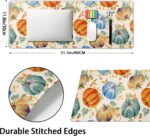 Watercolor Fall Pumpkins Gaming Mouse Pad XL Autumn Leaves Extended Big Large Desk Mat Non-Slip Rubber Base Stitched Edge Long Keyboard Mousepad for PC Computer Laptop,31.5×11.8 in - Image 3