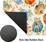 Watercolor Fall Pumpkins Gaming Mouse Pad XL Autumn Leaves Extended Big Large Desk Mat Non-Slip Rubber Base Stitched Edge Long Keyboard Mousepad for PC Computer Laptop,31.5×11.8 in - Image 4