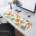 Watercolor Fall Pumpkins Gaming Mouse Pad XL Autumn Leaves Extended Big Large Desk Mat Non-Slip Rubber Base Stitched Edge Long Keyboard Mousepad for PC Computer Laptop,31.5×11.8 in - Image 7