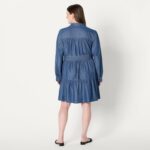 Amazon Essentials Women's Fit and Flare Denim Chambray Long-Sleeve Tiered Shirtdress - Image 8