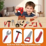 58-Piece Kids Tool Set with Realistic Power Toy Drill & Tool Box & DIY Stickers, Kids Construction Kits, STEM Pretend Play Boy Toys, for Toddlers Boy Ages 3-8 - Image 3