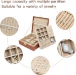 Jewelry Organizer Box, Jewelry Box Organizers for Women Girls, 2 Layers Large Leather Jewels Storage Case for Earring, Rings, Necklaces, Bracelets, Big and Small Jewellery, Watch, Ideal Gift (Brwon) - Image 4