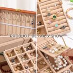 Jewelry Organizer Box, Jewelry Box Organizers for Women Girls, 2 Layers Large Leather Jewels Storage Case for Earring, Rings, Necklaces, Bracelets, Big and Small Jewellery, Watch, Ideal Gift (Brwon) - Image 6