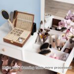 Jewelry Organizer Box, Jewelry Box Organizers for Women Girls, 2 Layers Large Leather Jewels Storage Case for Earring, Rings, Necklaces, Bracelets, Big and Small Jewellery, Watch, Ideal Gift (Brwon) - Image 7