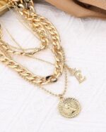 MJartoria Layered Necklaces for Women Trendy Retro Coin Crown Letter Pendant Necklace Dainty Chunky Chain Choker Necklaces for Jewelry Birthday Gifts - Image 5