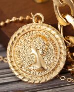 MJartoria Layered Necklaces for Women Trendy Retro Coin Crown Letter Pendant Necklace Dainty Chunky Chain Choker Necklaces for Jewelry Birthday Gifts - Image 9