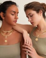 MJartoria Layered Necklaces for Women Trendy Retro Coin Crown Letter Pendant Necklace Dainty Chunky Chain Choker Necklaces for Jewelry Birthday Gifts - Image 10