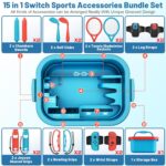 Deruitu 15 in 1 Switch Sports Accessories Bundle Set for Nintendo Switch/ OLED, Switch Sports Games Accessories Kit, Family Party Pack Set for Switch OLED Sports Games - Image 3