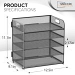 Letter Tray Paper Organizer 5-Tier Desk Organizer File Organizer Paper Holder with Handle, Metal Desktop Document Shelf Tray Office Classroom Organization - Black - Image 3