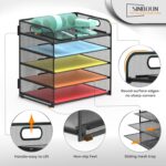 Letter Tray Paper Organizer 5-Tier Desk Organizer File Organizer Paper Holder with Handle, Metal Desktop Document Shelf Tray Office Classroom Organization - Black - Image 4
