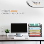 Letter Tray Paper Organizer 5-Tier Desk Organizer File Organizer Paper Holder with Handle, Metal Desktop Document Shelf Tray Office Classroom Organization - Black - Image 8