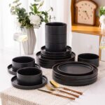 LERATIO Ceramic Dinnerware Sets for 8, High Edge Stoneware Plates and Bowls Set, Chip and Crack Resistant | Oven & Dishwasher & Microwave Safe Dishes Set, Service for 8 -Ashen - Image 6