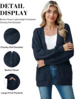VIISHOW Women Chunky Knit Cardigan Sweater Long Sleeve V Neck Button up Cardigan with Pocket Sweater Coat for Fall and Winter - Image 6