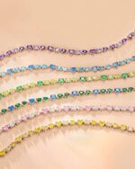 FANCIME 'Dawn' Tennis Bracelets Sterling Silver Colorful Oval Heart Teardrop Gemstones Birthstone Bracelets Fine Jewelry Birthday Gifts for Women 7.2" - Image 3
