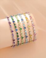 FANCIME 'Dawn' Tennis Bracelets Sterling Silver Colorful Oval Heart Teardrop Gemstones Birthstone Bracelets Fine Jewelry Birthday Gifts for Women 7.2" - Image 4