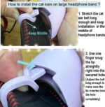 REEYEAR Cute Cat Ears Fits HypreX Cloud/Stinger/Cloud Flight Headsets, Universal Fit Lovely Kitty Adjustable Attachment Straps for Video Live Gaming Headphone, Black & Pink - Image 8