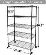 Simple Deluxe Heavy Duty 5-Shelf Storage Shelving Unit, 1250lbs Loading Capacity, 29.92" D x 13.98" W x 61.09" H, Black - Image 4