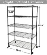 Simple Deluxe Heavy Duty 5-Shelf Storage Shelving Unit, 1250lbs Loading Capacity, 29.92" D x 13.98" W x 61.09" H, Black - Image 9