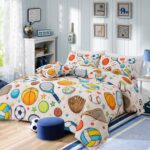 A Nice Night 6Pcs Queen Bedding Set for Boys, Sports Theme Comforter with Curling, Baseball & Basketball Design, Soft Athletic Kids Bedroom Decor(Yellow) - Image 3