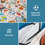 A Nice Night 6Pcs Queen Bedding Set for Boys, Sports Theme Comforter with Curling, Baseball & Basketball Design, Soft Athletic Kids Bedroom Decor(Yellow) - Image 6