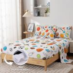 A Nice Night 6Pcs Queen Bedding Set for Boys, Sports Theme Comforter with Curling, Baseball & Basketball Design, Soft Athletic Kids Bedroom Decor(Yellow) - Image 7