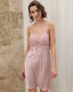 Brosloth Women's Silk Satin Robe Sets 2 Piece Sexy Pajamas Set Sheer Lace Cami Nightgown Lingerie and Silky Robes - Image 4