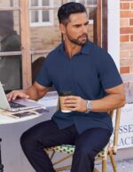 COOFANDY Mens Dress Shirts Button Down Short Sleeve Shirt Summer Shirts Business Casual Wedding Shirt - Image 4