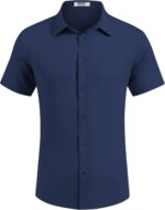 COOFANDY Mens Dress Shirts Button Down Short Sleeve Shirt Summer Shirts Business Casual Wedding Shirt - Image 7