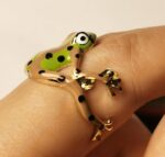 CRIZAN 2Pcs Women Men Frog Themed Adjustable Rings Green and Brown - Image 7