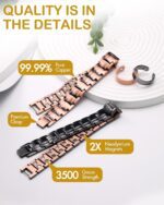 Feraco Men's Copper Magnetic Bracelet and Ring Elegant 99.99% Solid Copper Bracelets with Double-Row Strong Magnets, Magnetic Field Therapy Jewelry - Image 4
