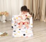 Kids Sofa, 2-in-1 Flip-Out Foam Couch, Foldable Soft Play Lounge Chair, White - Image 3
