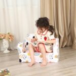 Kids Sofa, 2-in-1 Flip-Out Foam Couch, Foldable Soft Play Lounge Chair, White - Image 5
