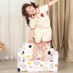 Kids Sofa, 2-in-1 Flip-Out Foam Couch, Foldable Soft Play Lounge Chair, White - Image 6