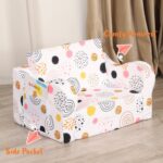 Kids Sofa, 2-in-1 Flip-Out Foam Couch, Foldable Soft Play Lounge Chair, White - Image 8