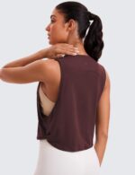 CRZ YOGA Pima Cotton Large Armhole Tank Tops for Women - Workout Sport Athletic Yoga Running Gym Loose Crop Sleeveless Shirts - Image 4