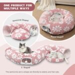 Cat Tunnel for Indoor Cats, Cute Peekaboo Cat Cave with Dangling Balls, Pet Donut Tunnel Bed with Circle Mat for Puppy Kitten Rabbit, Pink - Image 3