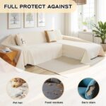 MYSKY HOME Couch Cover for Sectional Sofa, 2 Pieces Chenille Couch Covers for L Shape Sofa Cover, Furniture Protector for Pets, Kids, Sofa Slipcover for 2-3 Cushion Couch (71"x118"+71"x118", Beige) - Image 4