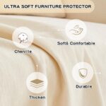 MYSKY HOME Couch Cover for Sectional Sofa, 2 Pieces Chenille Couch Covers for L Shape Sofa Cover, Furniture Protector for Pets, Kids, Sofa Slipcover for 2-3 Cushion Couch (71"x118"+71"x118", Beige) - Image 6