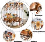 Fall Shower Curtain Autumn Pumpkin Truck Orange Floral Leaves Harvest Thanksgiving Fabric Bathroom Decor Sets with Hooks,71W x71H - Image 7