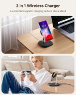 Magnetic Charger Stand for Samsung S25/S24/S23/S22/Z Flip7/Z Flod7 & iPhone Air/17/16/15/14/13/12, Detachable Wireless Charging Station Compatible with MagSafe (for Samsung) - Image 4