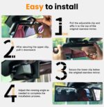 Rear View Mirror, Chrome Anti-glare Panoramic Rear Mirrors Universal 12 Inch Convex Car Interior Clip on Extra Big Wide Angle Rearview Mirror Extender to Reduce Blind Spot for Car SUV Trucks - Image 9